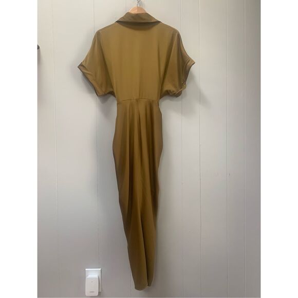 Mable Midi Dress Short Sleeve Button Down Tie Waist Size Medium - Picture 2 of 8